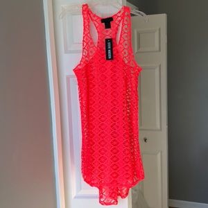 Neon swim crochet coverup